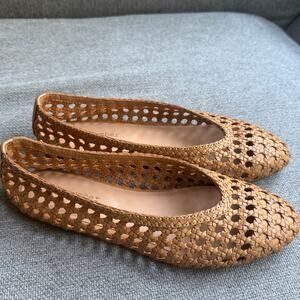 Salt + Umber Handwoven Leather Flat Slip on Women's